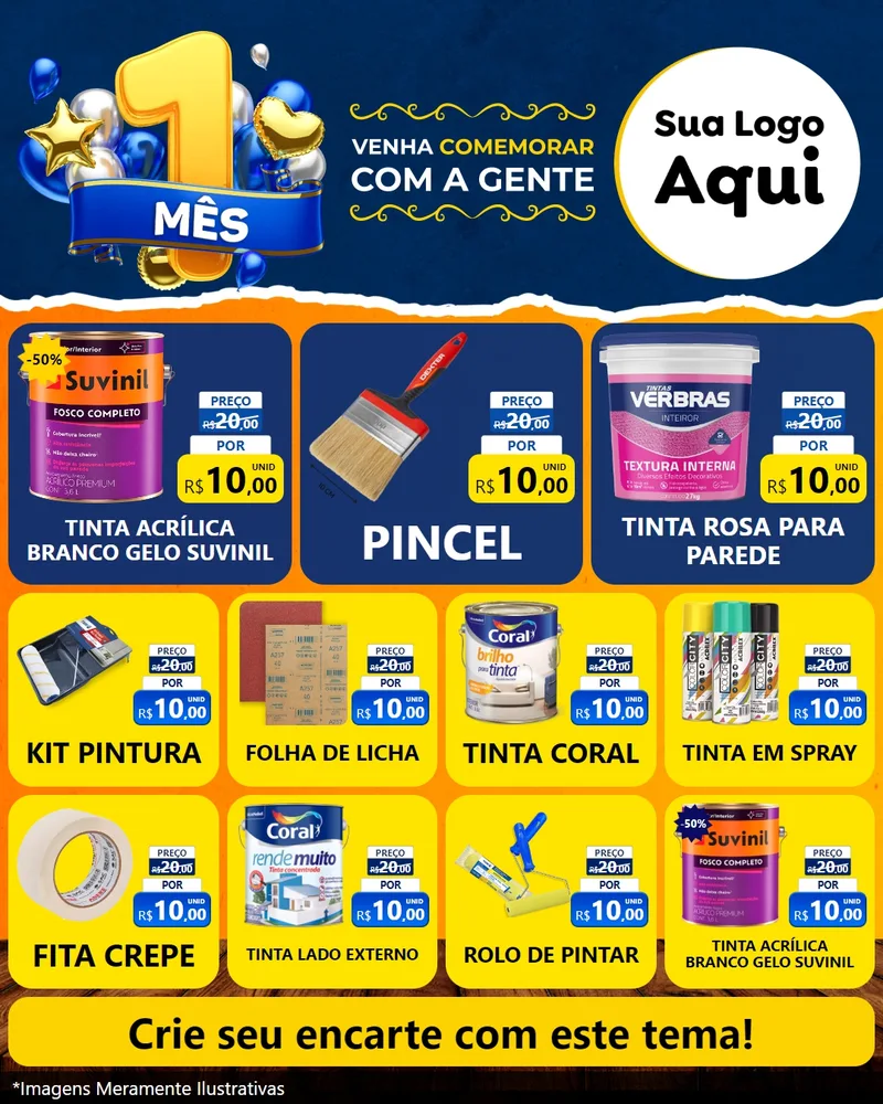Modelo de Rede Social para Feed Instagram com o tema Um Mês de Aniversário para Tintas e Ferramentas