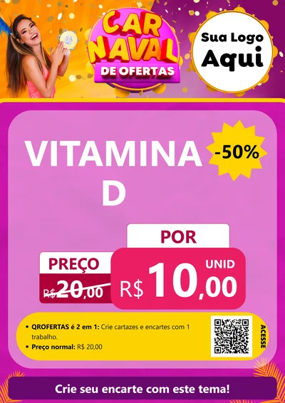 Modelo de Cartaz para Cartaz A4 Vertical com o tema Carnaval de Ofertas para Farmácia