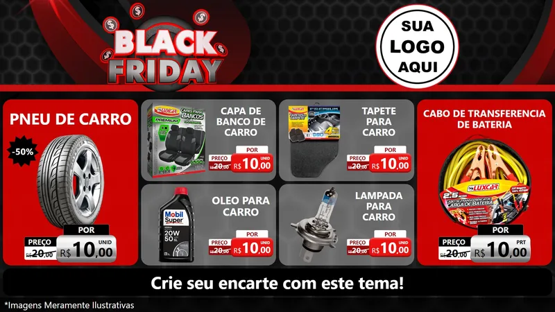 Modelo de TV para TV Horizontal com o tema Black Friday para Auto peças