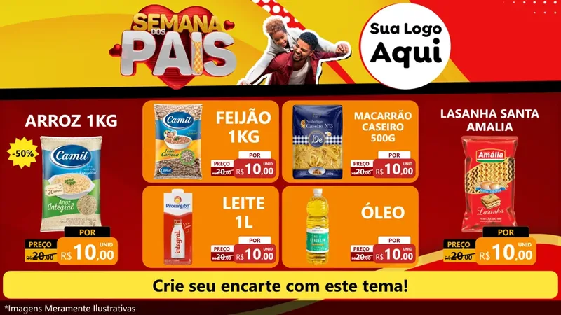 Modelo de TV para TV Horizontal com o tema Semana Dos Pais para Supermercado