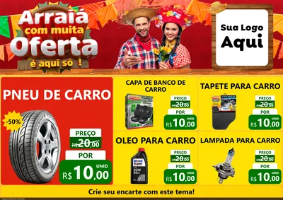 Modelo de Encarte para Encarte A4 Horizontal com o tema Arraiá Com Muita Oferta - É Aqui Sô! para Auto peças