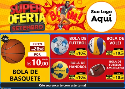 Modelo de Encarte para Encarte A4 Horizontal com o tema Super Oferta Setembro para Artigos Esportivos