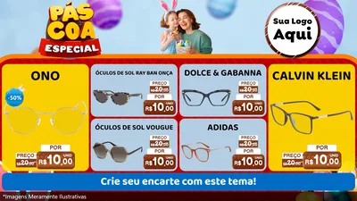 Modelo de TV para TV Horizontal com o tema Páscoa Especial para Óticas