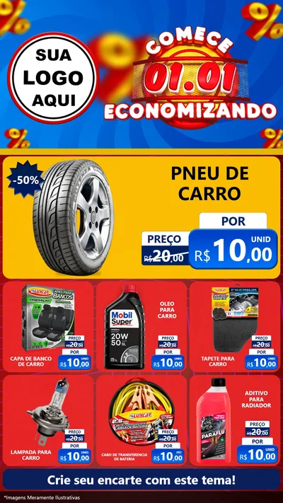 Modelo de Rede Social para Stories com o tema Comece 1º de Janeiro Economizando para Auto peças