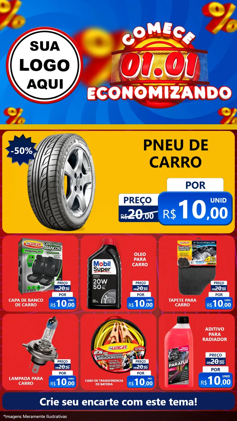 Modelo de Rede Social para Stories com o tema Comece 1º de Janeiro Economizando para Auto peças