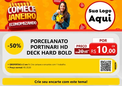Modelo de Cartaz para Cartaz A4 Horizontal com o tema Comece Janeiro Economizando para Pisos e revestimentos