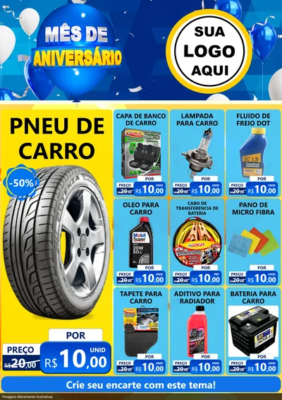 Modelo de Encarte para Encarte A4 Vertical com o tema Mês de Aniversário para Auto peças