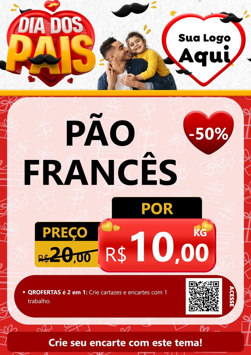 Modelo de Cartaz para Cartaz A4 Vertical com o tema Dia dos Pais para Padaria