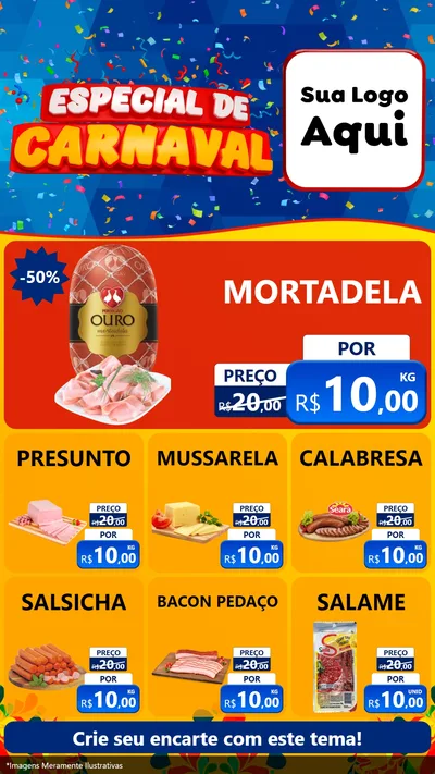 Modelo de Rede Social para Stories com o tema Especial de Carnaval para Frios e Laticínios