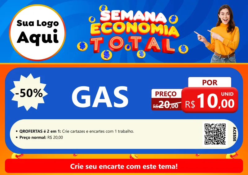 Modelo de Cartaz para Cartaz A4 Horizontal com o tema Semana Economia Total para Água e gás