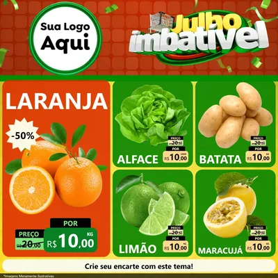 Modelo de Rede Social para Feed Facebook com o tema Julho Imbatível para Hortifrúti