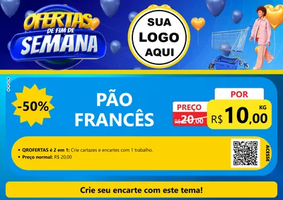 Modelo de Cartaz para Cartaz A4 Horizontal com o tema Ofertas de Fim de Semana para Padaria