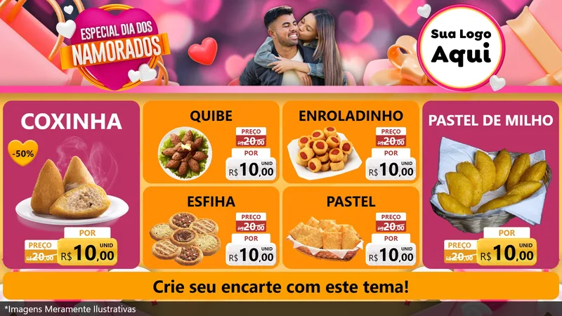 Modelo de TV para TV Horizontal com o tema Especial Dia dos Namorados para Salgadaria
