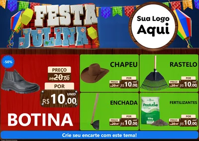 Modelo de Encarte para Encarte A4 Horizontal com o tema Festa Julina para Agropecuária