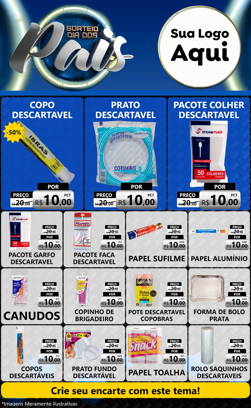 Modelo de Encarte para Encarte Grande com o tema Sorteio Dia Dos Pais para Embalagens