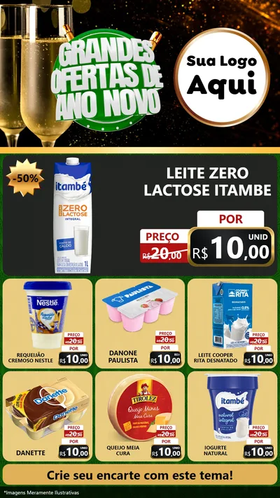 Modelo de Rede Social para Stories com o tema Grandes Ofertas de Ano Novo para Frios e Laticínios