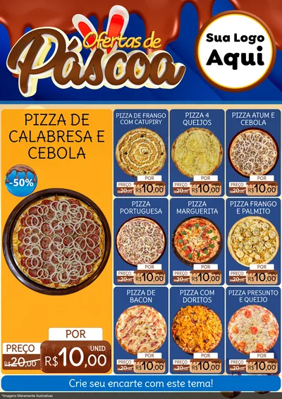 Modelo de Encarte para Encarte A4 Vertical com o tema Ofertas de Páscoa para Pizzaria