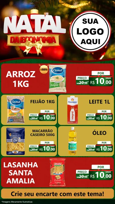 Modelo de TV para TV Vertical com o tema Natal da Economia para Supermercado