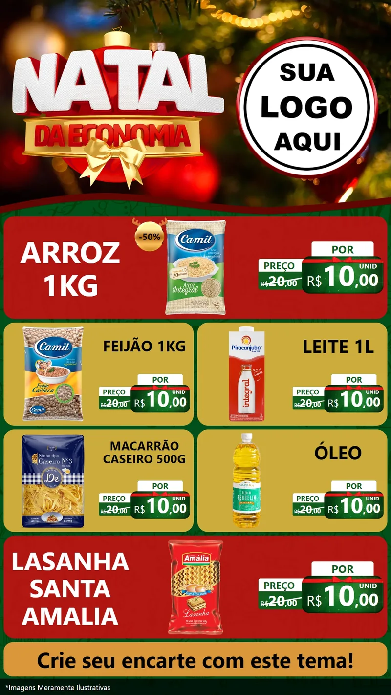 Modelo de TV para TV Vertical com o tema Natal da Economia para Supermercado
