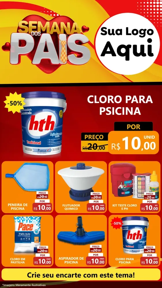 Modelo de Rede Social para Stories com o tema Semana Dos Pais para Produtos para Piscina