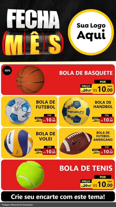 Modelo de TV para TV Vertical com o tema Fecha Mês para Artigos Esportivos