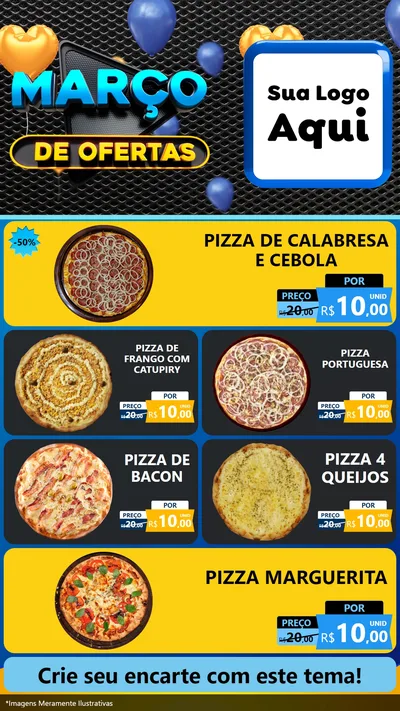 Modelo de TV para TV Vertical com o tema Março de Ofertas para Pizzaria