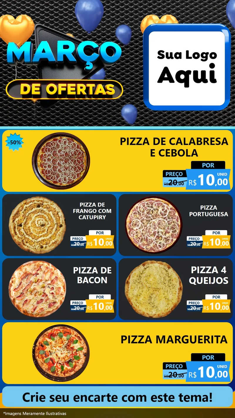 Modelo de TV para TV Vertical com o tema Março de Ofertas para Pizzaria