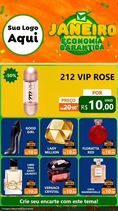 Modelo de Rede Social para Stories com o tema Janeiro - Economia Garantida para Perfumes