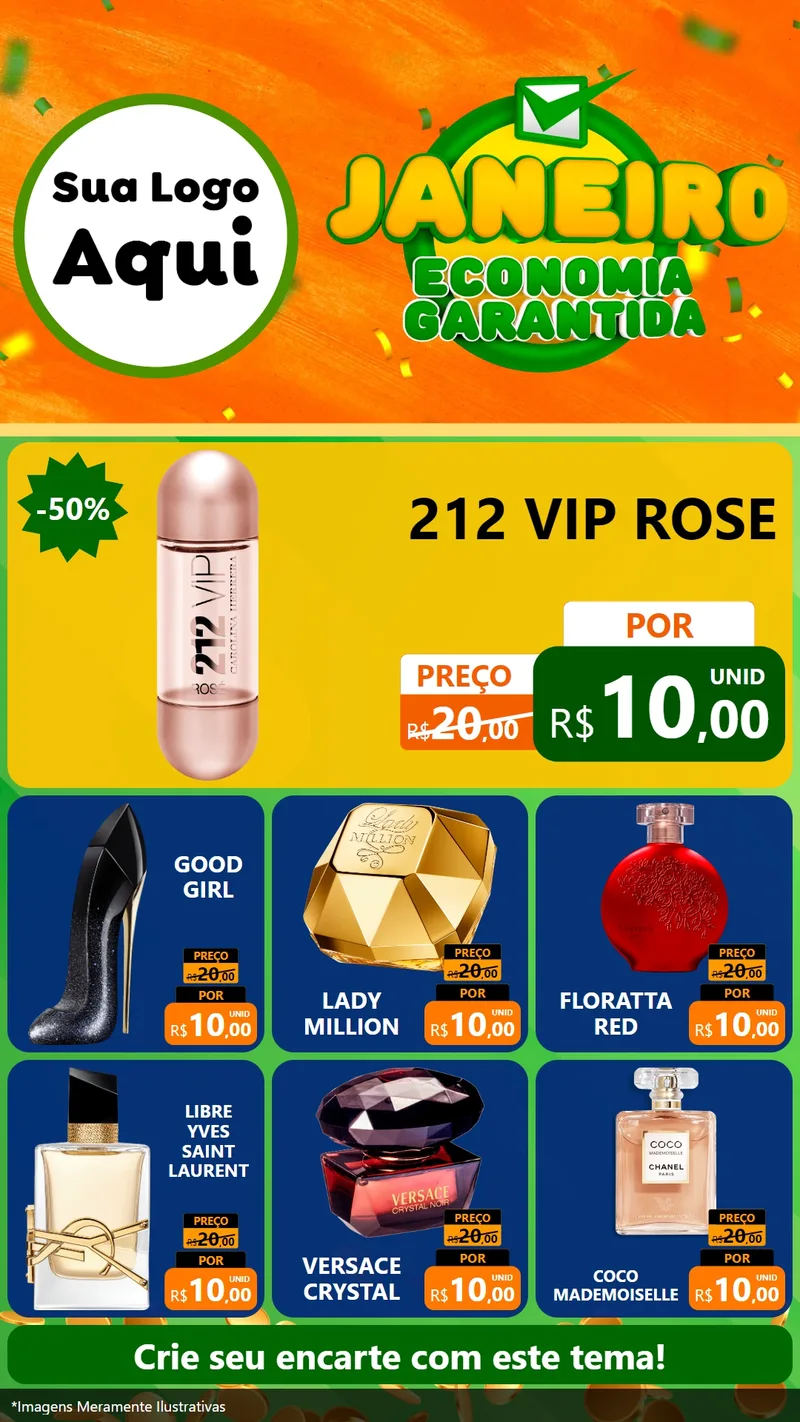Modelo de Rede Social para Stories com o tema Janeiro - Economia Garantida para Perfumes