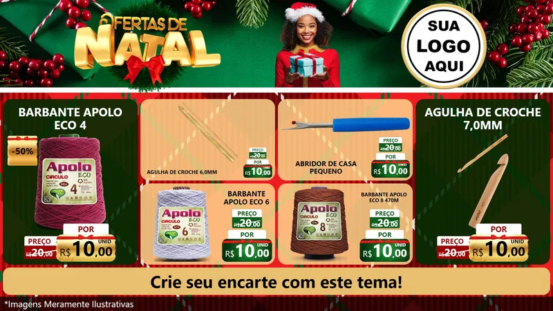 Modelo de TV para TV Horizontal com o tema Ofertas de Natal para Armarinho e Aviamentos