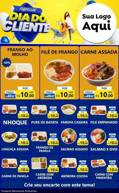 Modelo de Encarte para Encarte Grande com o tema Especial Dia do Cliente para Restaurante