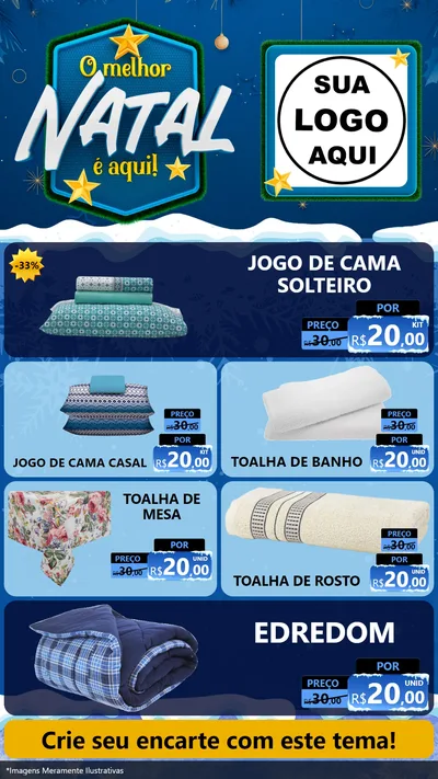 Modelo de TV para TV Vertical com o tema O Melhor Natal É Aqui! para Cama, Mesa e Banho