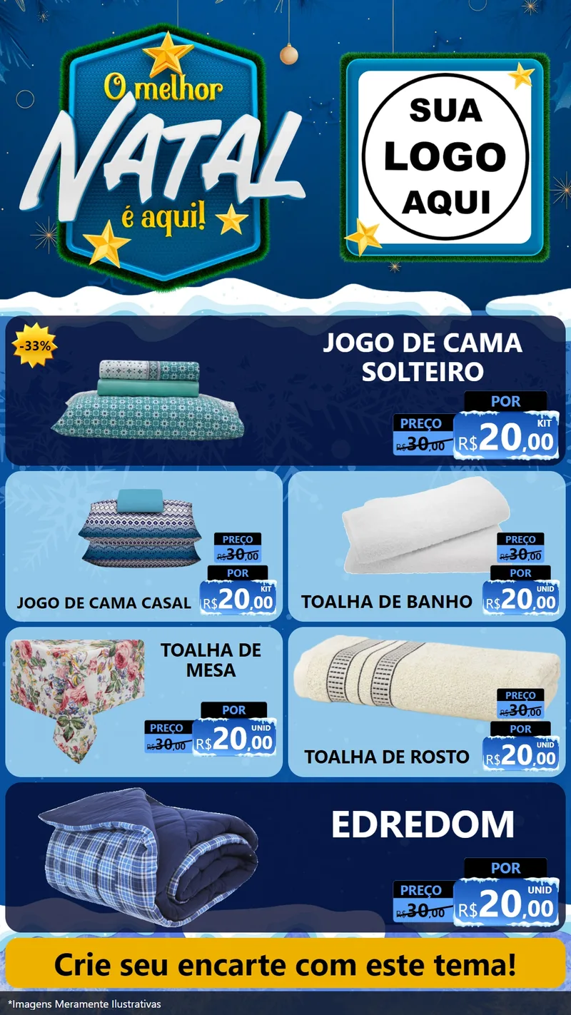 Modelo de TV para TV Vertical com o tema O Melhor Natal É Aqui! para Cama, Mesa e Banho