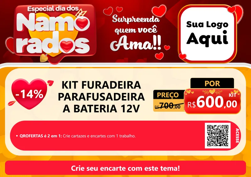 Modelo de Cartaz para Cartaz A4 Horizontal com o tema Especial Dia dos Namorados para Maquinas e Ferramentas