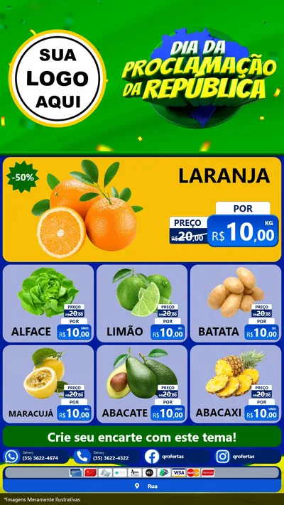 Modelo de Rede Social para Stories com o tema Dia Da Proclamação Da República para Hortifrúti