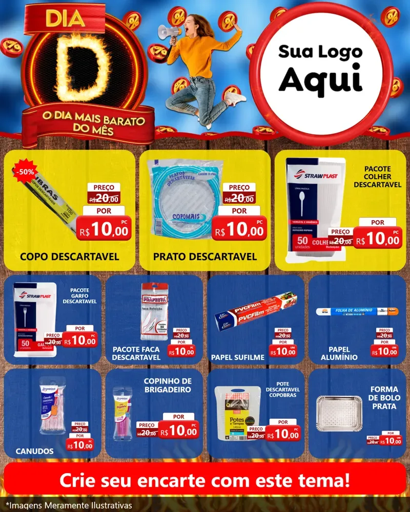 Modelo de Rede Social para Feed Instagram com o tema Dia D - O Dia Mais Barato Do Mês para Embalagens
