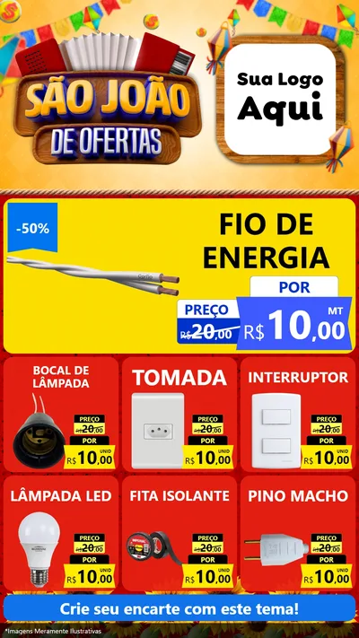 Modelo de Rede Social para Stories com o tema São João de Ofertas para Materiais Elétricos