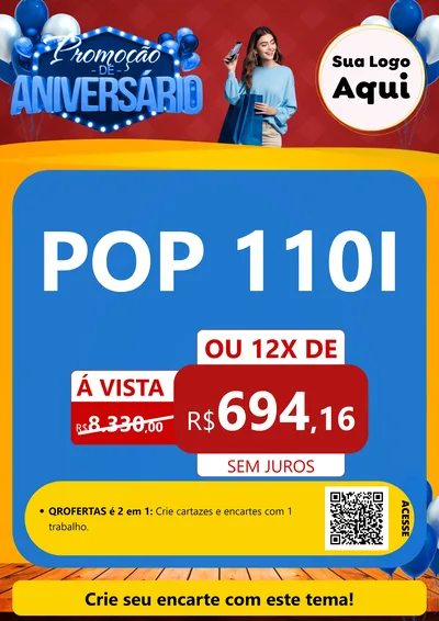 Modelo de Cartaz para Cartaz A4 Vertical com o tema Promoção de Aniversário para Concessionaria de Motos