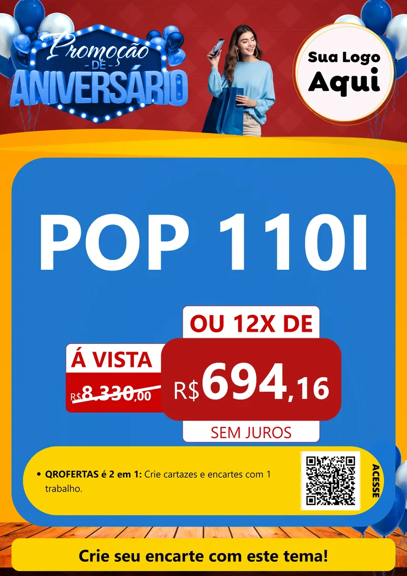 Modelo de Cartaz para Cartaz A4 Vertical com o tema Promoção de Aniversário para Concessionaria de Motos