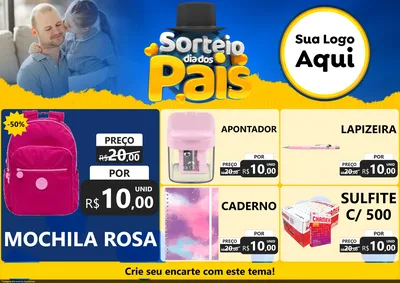 Modelo de Encarte para Encarte A4 Horizontal com o tema Sorteio Dia Dos Pais para Papelaria