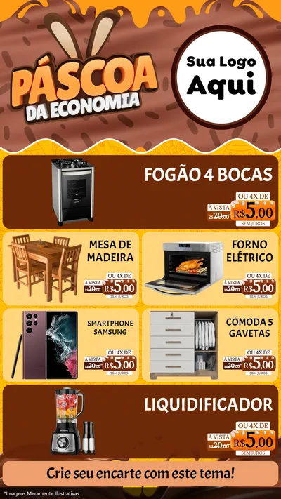 Modelo de TV para TV Vertical com o tema Páscoa da Economia para Móveis e Eletro