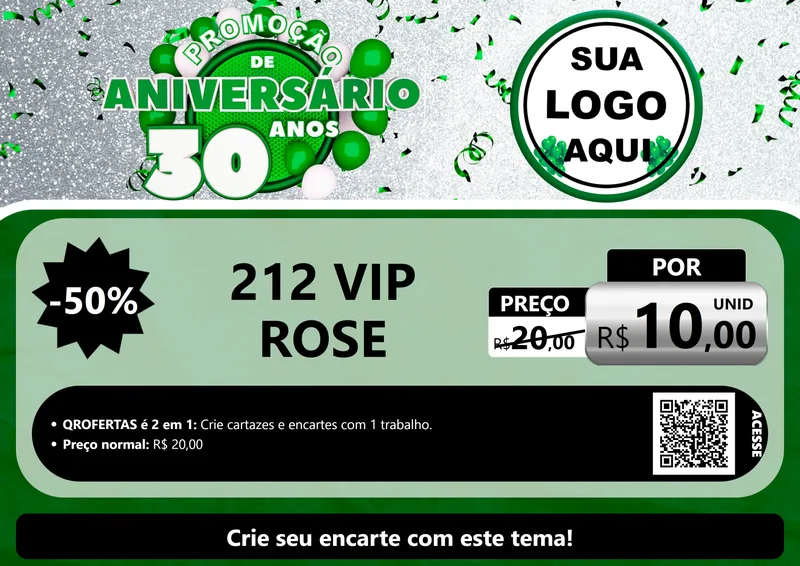 Modelo de Cartaz para Cartaz A4 Horizontal com o tema Promoção de Aniversário - 30 Anos para Perfumes