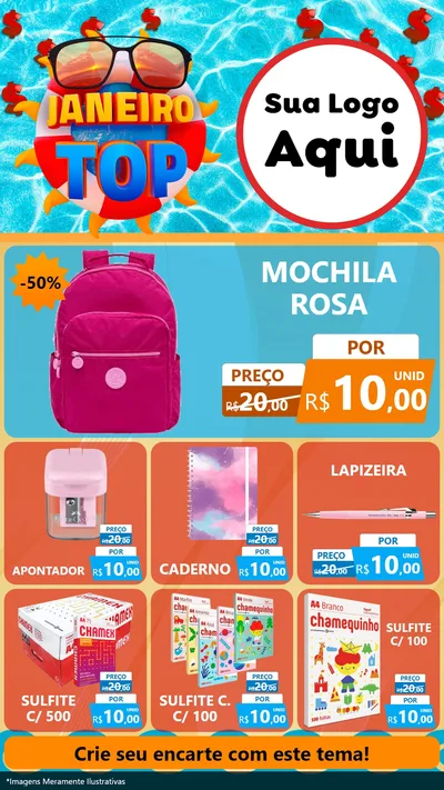 Modelo de Rede Social para Stories com o tema Janeiro Top para Papelaria