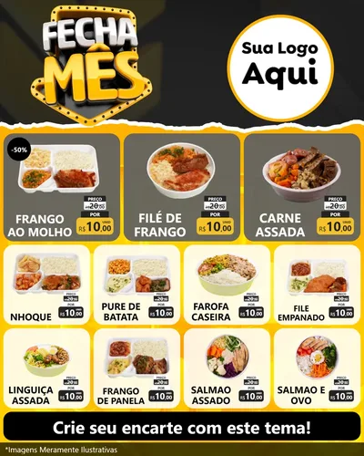 Modelo de Rede Social para Feed Instagram com o tema Fecha Mês para Restaurante