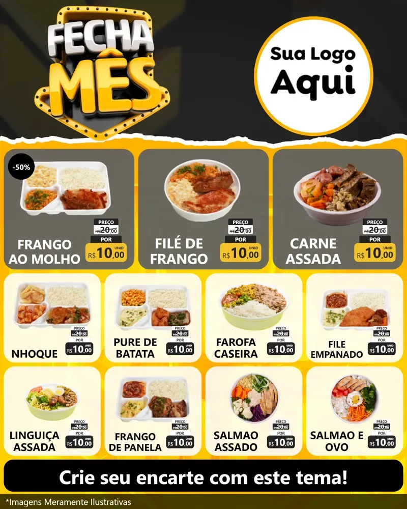 Modelo de Rede Social para Feed Instagram com o tema Fecha Mês para Restaurante
