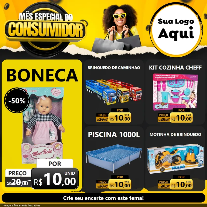 Modelo de Rede Social para Feed Facebook com o tema Mês Especial do Consumidor para Brinquedos