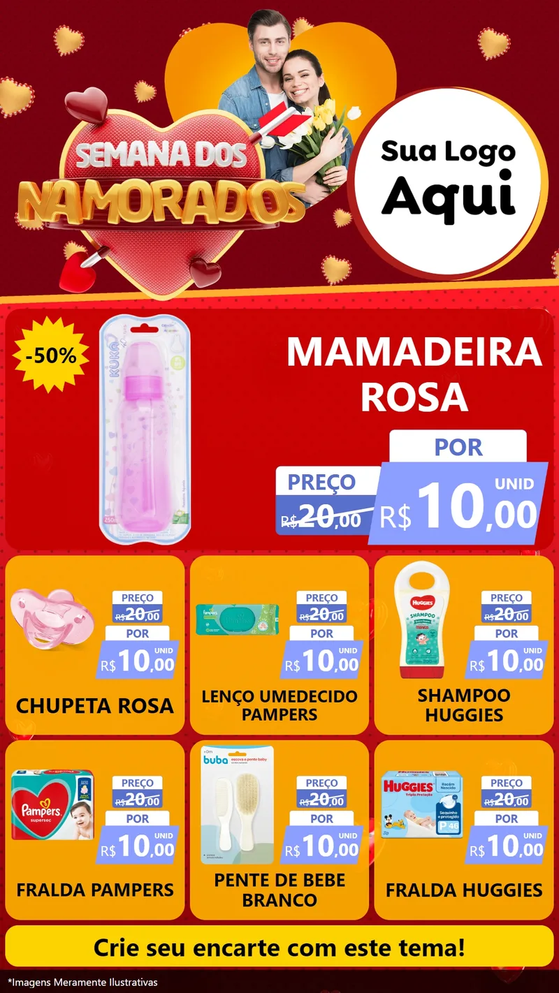 Modelo de Rede Social para Stories com o tema Semana dos Namorados para Bebês