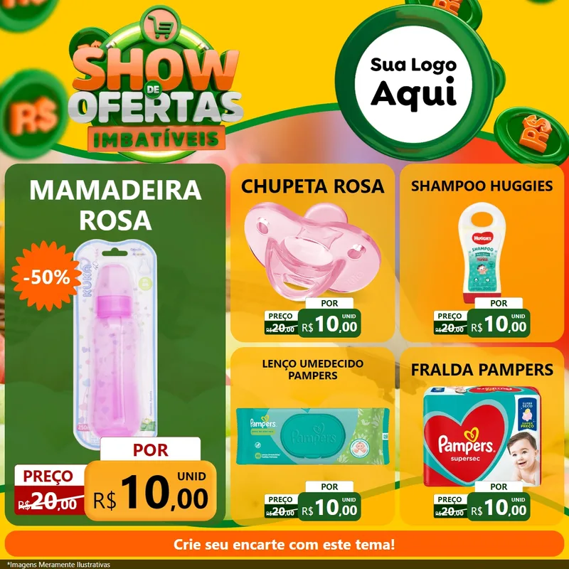 Modelo de Rede Social para Feed Facebook com o tema Show de Ofertas Imbatíveis para Bebês