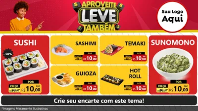 Modelo de TV para TV Horizontal com o tema Aproveite e Leve Também para Comida japonesa