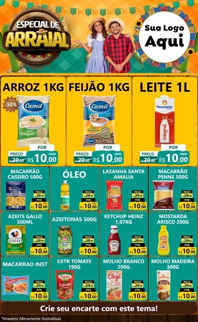 Modelo de Encarte para Encarte Grande com o tema Especial De Arraial para Supermercado
